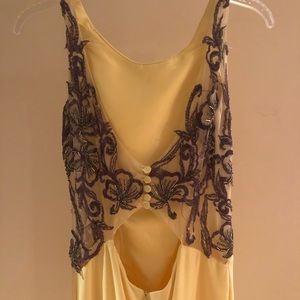 Custom made summer yellow evening dress